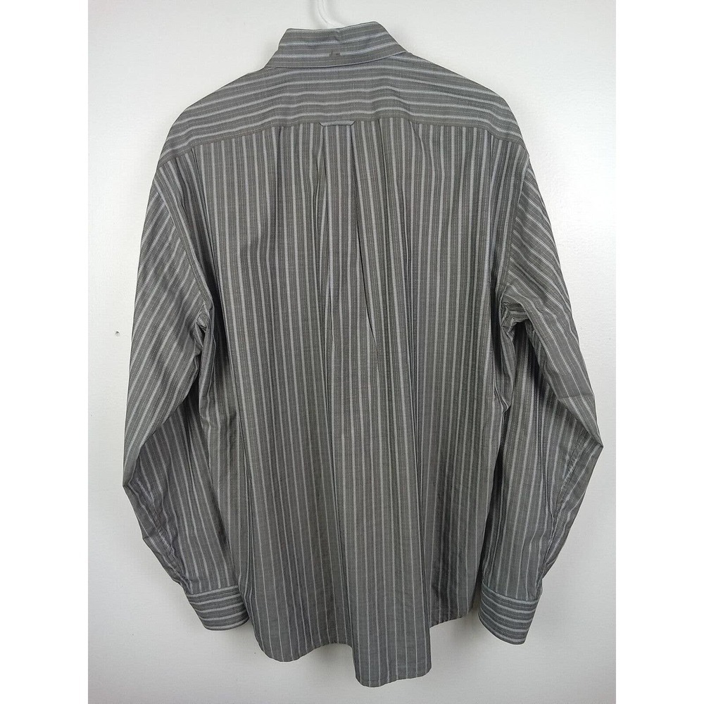 Faconnable Shirt Mens Medium Striped Cotton Long Sleeve Button Down Casual Gray - Picture 4 of 8
